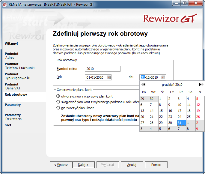 Definiowanie roku obrotowego